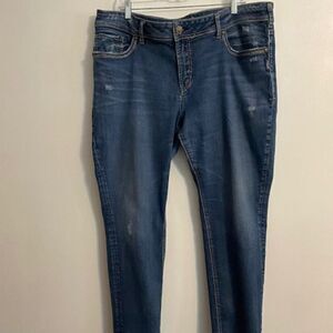 Silver Jeans Co distressed 5 pocket ankle slim jeans, size 20